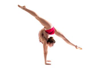 Girl doing rhythmic gymnastics.