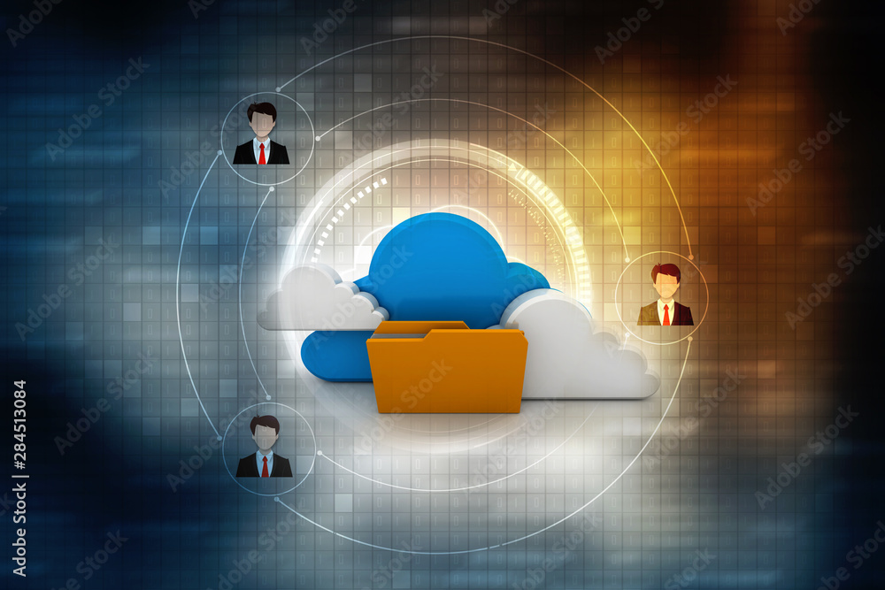 Poster 3d rendering cloud folder network