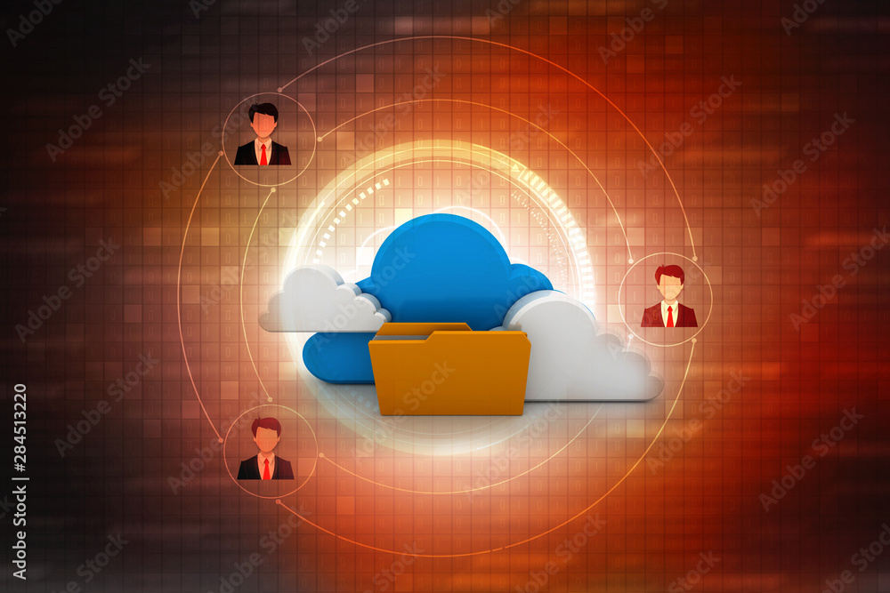 Poster 3d rendering cloud folder network