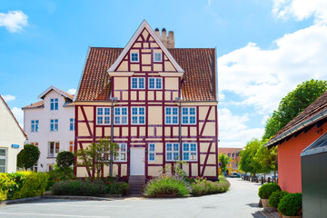 Beautiful house with an orange roof. Denmark. Copenhagen. Architecture.