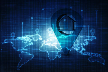 3d illustration Search for Property.a Map with Large Red GPS Pointer containing