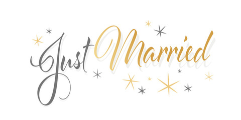 Just married isolated on white background