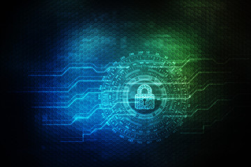 2d illustration Safety concept: Closed Padlock on digital background