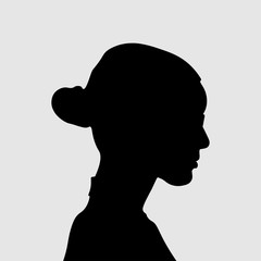 Face Silhouettes Of Women. Vector