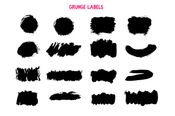 Grunge black stroke, ink brush texture, splash spot banner, element shape
