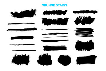 Grunge black stroke, ink brush texture, splash spot banner, element shape
