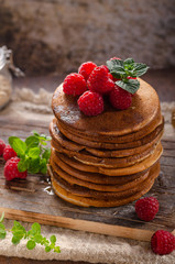 Pancakes with vanilla sauce