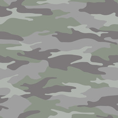 Fototapeta premium Seamless camouflage pattern. Khaki texture, vector illustration. Camo print background. Abstract military style backdrop