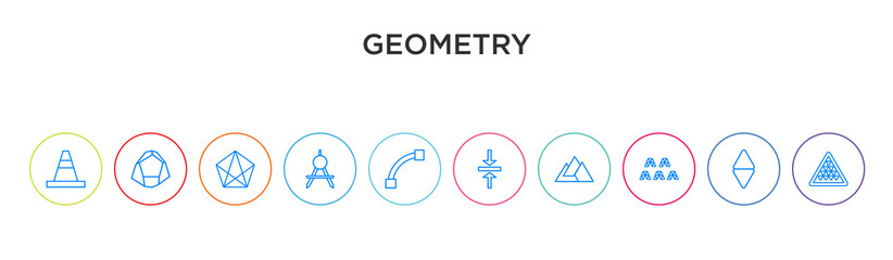 geometry concept 10 outline colorful icons