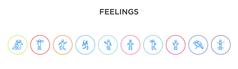 feelings concept 10 outline colorful icons