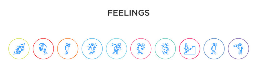 feelings concept 10 outline colorful icons