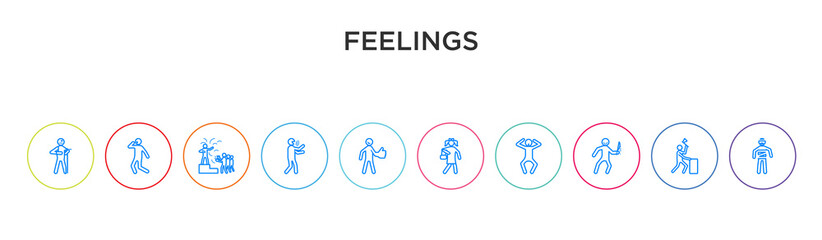 feelings concept 10 outline colorful icons