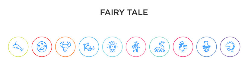 fairy tale concept 10 outline colorful icons