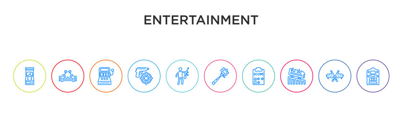 entertainment concept 10 outline colorful icons