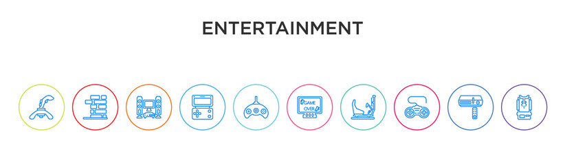 Fototapeta premium entertainment concept 10 outline colorful icons