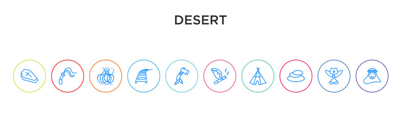 Fototapeta premium desert concept 10 outline colorful icons