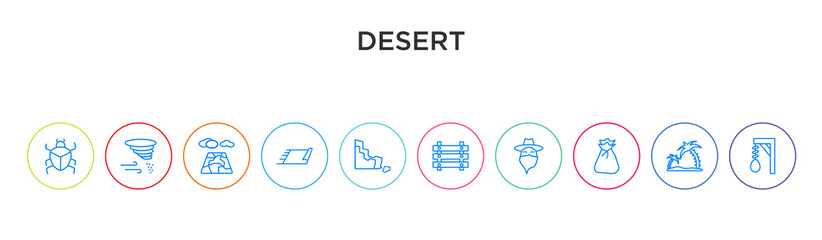 Obraz premium desert concept 10 outline colorful icons
