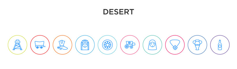 desert concept 10 outline colorful icons