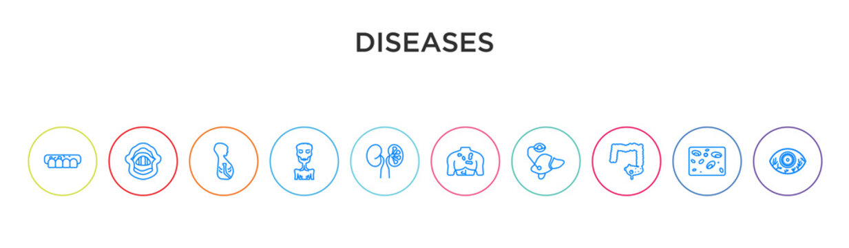 diseases concept 10 outline colorful icons