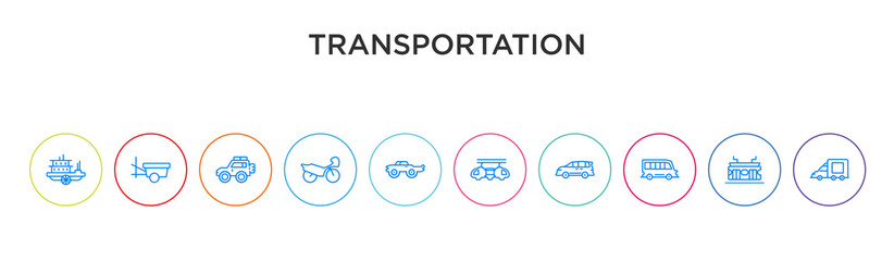 transportation concept 10 outline colorful icons