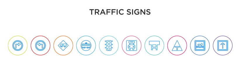 traffic signs concept 10 outline colorful icons