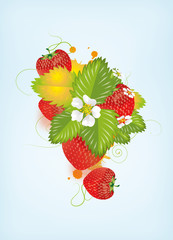 Erdbeer Strauß us Erdbeeren,Blätter und Blüten