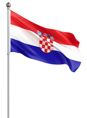 Croatia flag blowing in the wind. Background texture. 3d rendering, waving flag. - Illustration