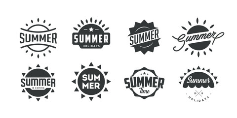 Summer vintage emblems, badges, labels, logos. Retro style. Isolated on white background