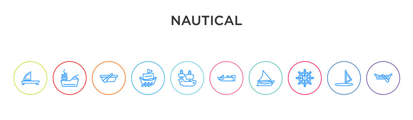 nautical concept 10 outline colorful icons
