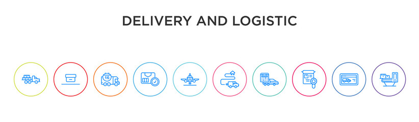 delivery and logistic concept 10 outline colorful icons