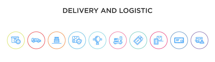 delivery and logistic concept 10 outline colorful icons