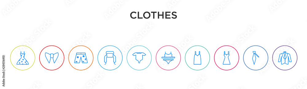 Wall mural clothes concept 10 outline colorful icons