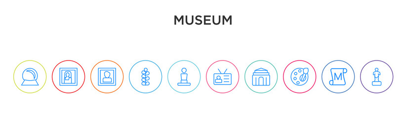 museum concept 10 outline colorful icons