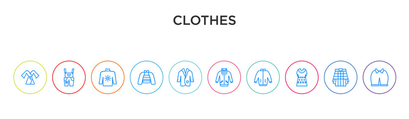 clothes concept 10 outline colorful icons