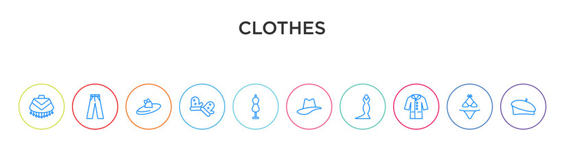clothes concept 10 outline colorful icons