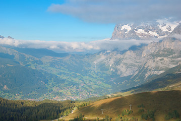 Views of Grindelwald valley from Kleine Scheidegg station, Jungfrau Region, Switzerland