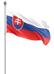 Slovakia flag blowing in the wind. Background texture. 3d rendering, wave. Isolated on white. Illustration.