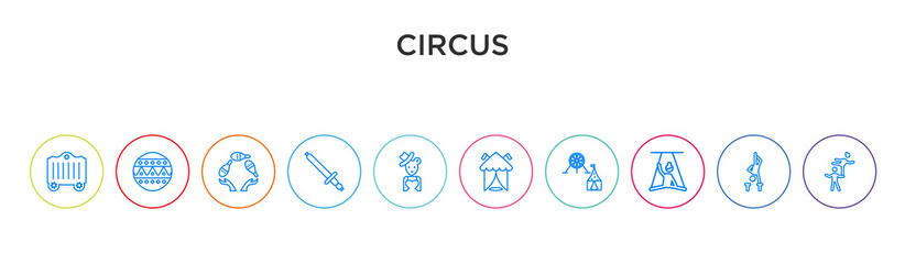 circus concept 10 outline colorful icons