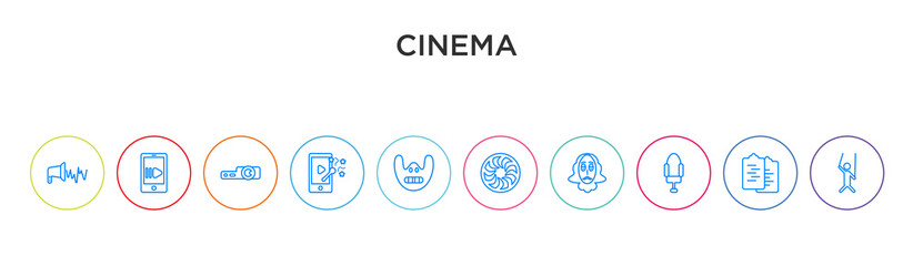 cinema concept 10 outline colorful icons