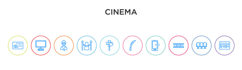 cinema concept 10 outline colorful icons