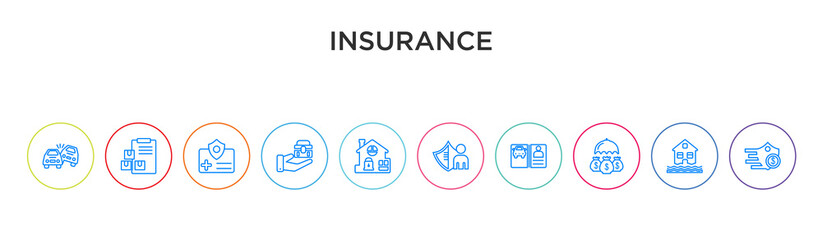 insurance concept 10 outline colorful icons