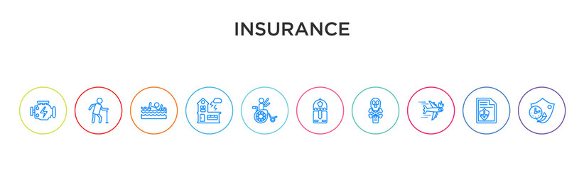 insurance concept 10 outline colorful icons