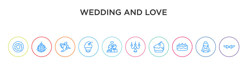 wedding and love concept 10 outline colorful icons