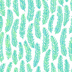 Fototapeta na wymiar Spruce pattern. Bright seamless hand drawn ornament for creative design of prints, cards, invitations, websites and wallpapers.