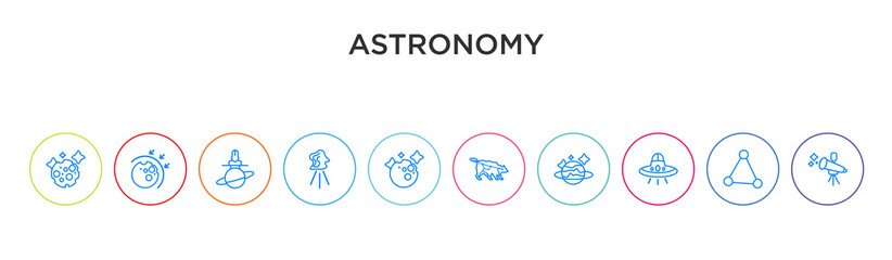 astronomy concept 10 outline colorful icons