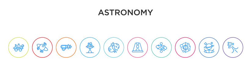 astronomy concept 10 outline colorful icons