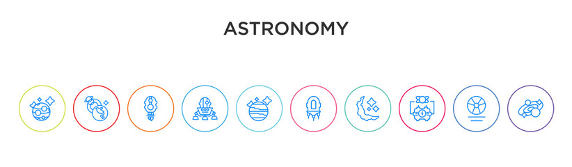 astronomy concept 10 outline colorful icons © CoolVectorStock