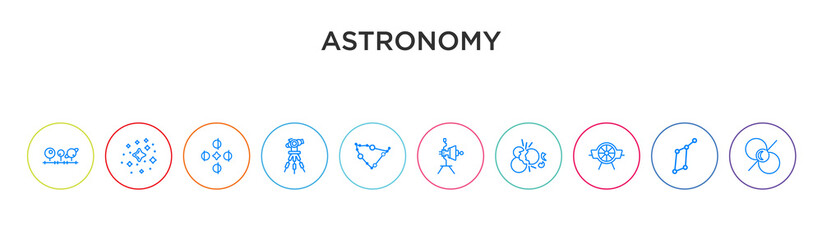 astronomy concept 10 outline colorful icons