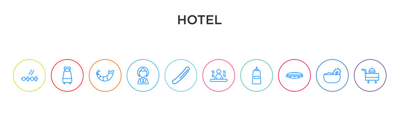 hotel concept 10 outline colorful icons