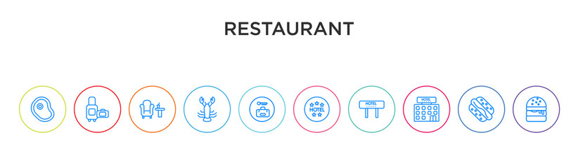 restaurant concept 10 outline colorful icons